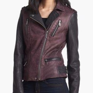 Micheal Kors burgundy leather jacket